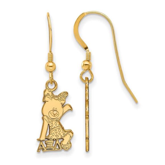 14K Plated Silver Alpha Xi Delta Small Dangle Earrings - Picture 1 of 4